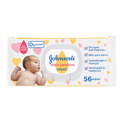 Picture of JOHNSON EXTRA SENSITIVE WIPES 56'S