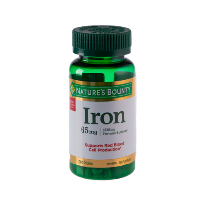 Nature's Bounty iron 65 mg 100 tablets 