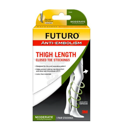 Picture of Futuro Anti-Embolism Thigh Length Stockings Closed Toe Medium #71065