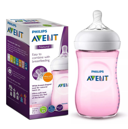 Picture of AVENT Natural Feeding Bottle Pink 260ml 5970