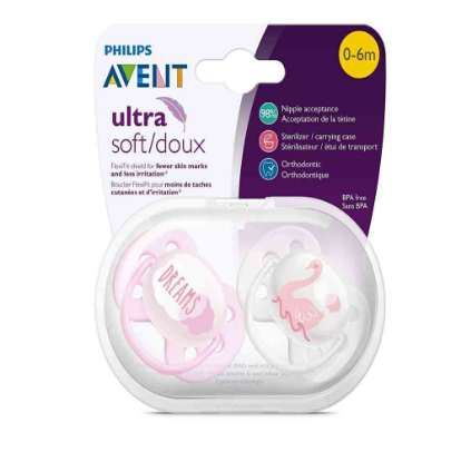 Picture of AVENT Ultra Soft Pacifer girl 0-6M 8460
