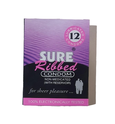 Sure Ribbed Condoms 12's