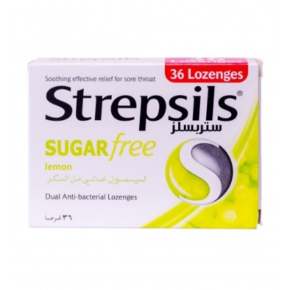 STREPSILS SUGAR FREE LEMON 36 LOZENGES